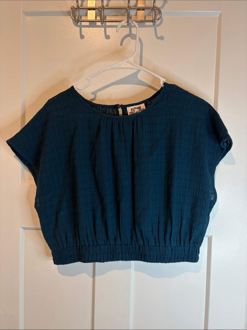 Future Collective Women's Navy Blue Cropped Blouse